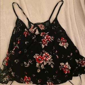 Black floral tank top
